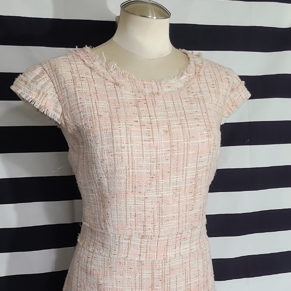 Nanette Lepore Pink Tweed Midi Dress - Picture 2 of 9